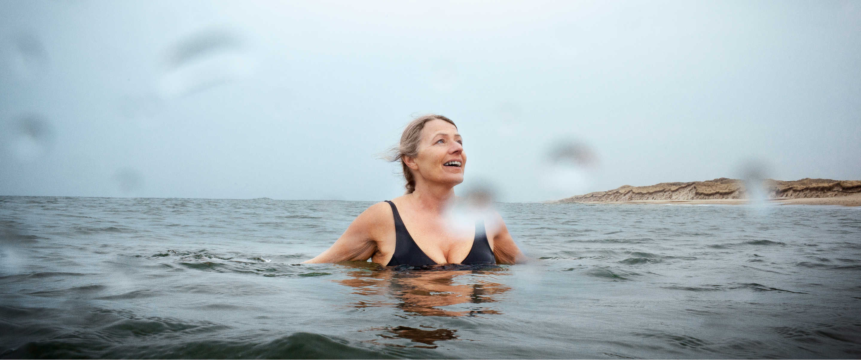 kvinde, strand, bader, vand