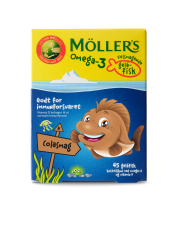 möller´s gelefisk cola, miljø, strand, produkt